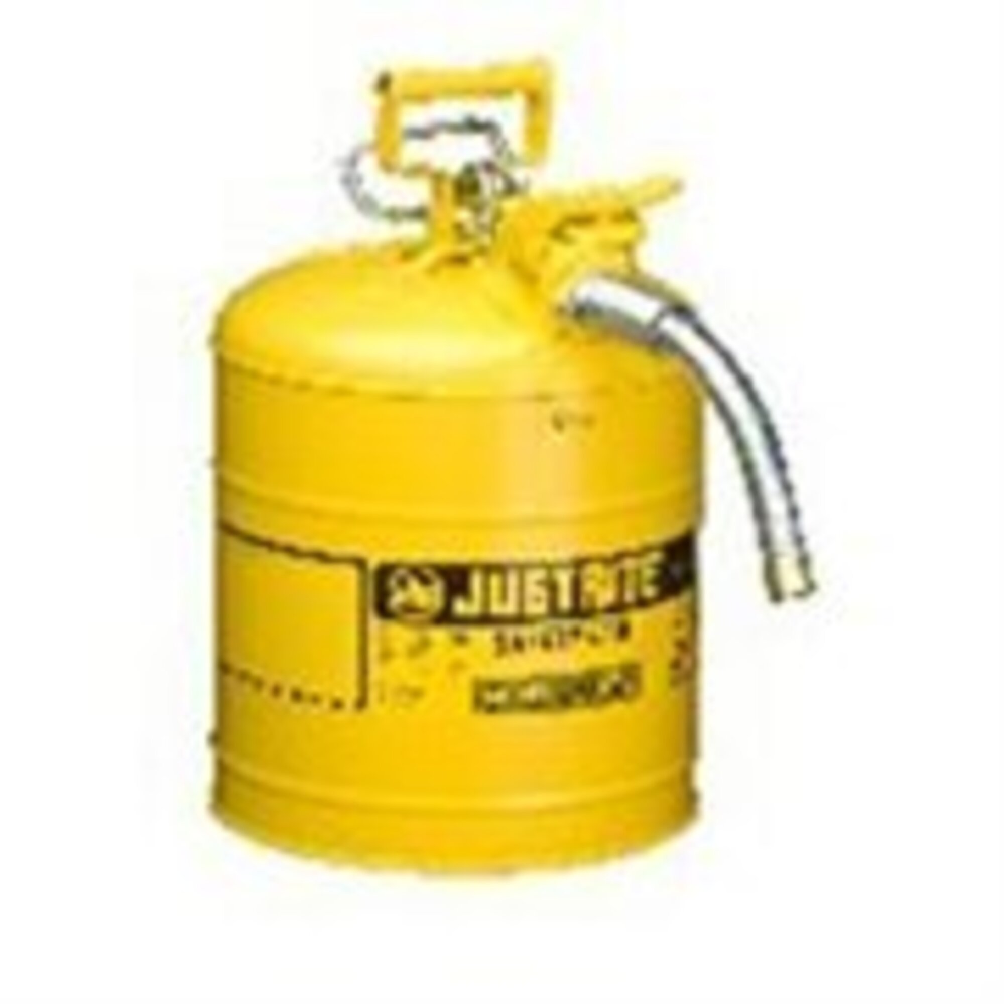 Justrite Type II AccuFlow Safety Can — 5-Gallon, Yellow, 9in. Metal Hose, Safe-Squeeze Trigger, Model# JUS7250220